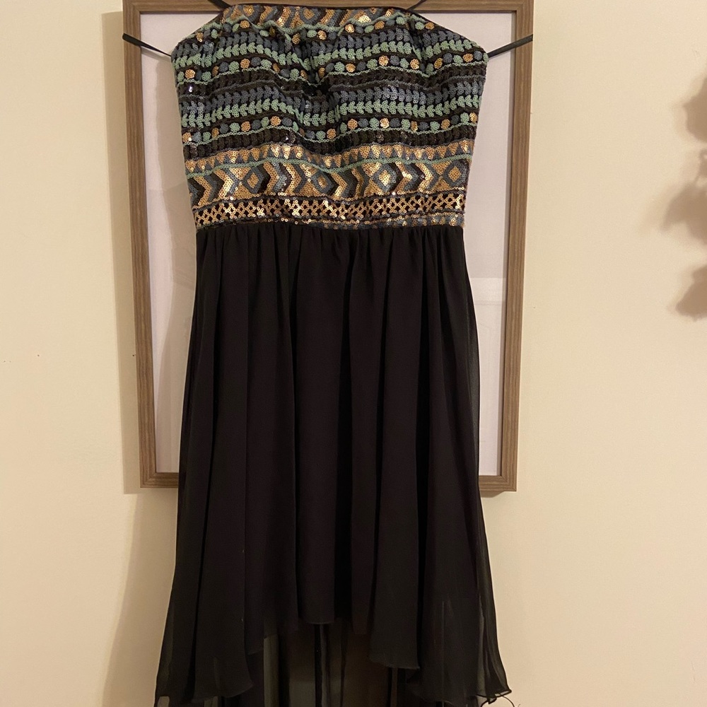 Strapless Sequin High Low Dress